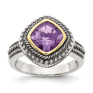 Shey Couture Antiqued Cushion Bezel Amethyst Ring